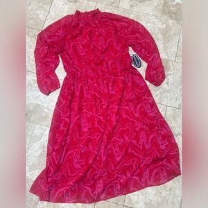 Scoop NYC Red Bishop Sleeve Sundress